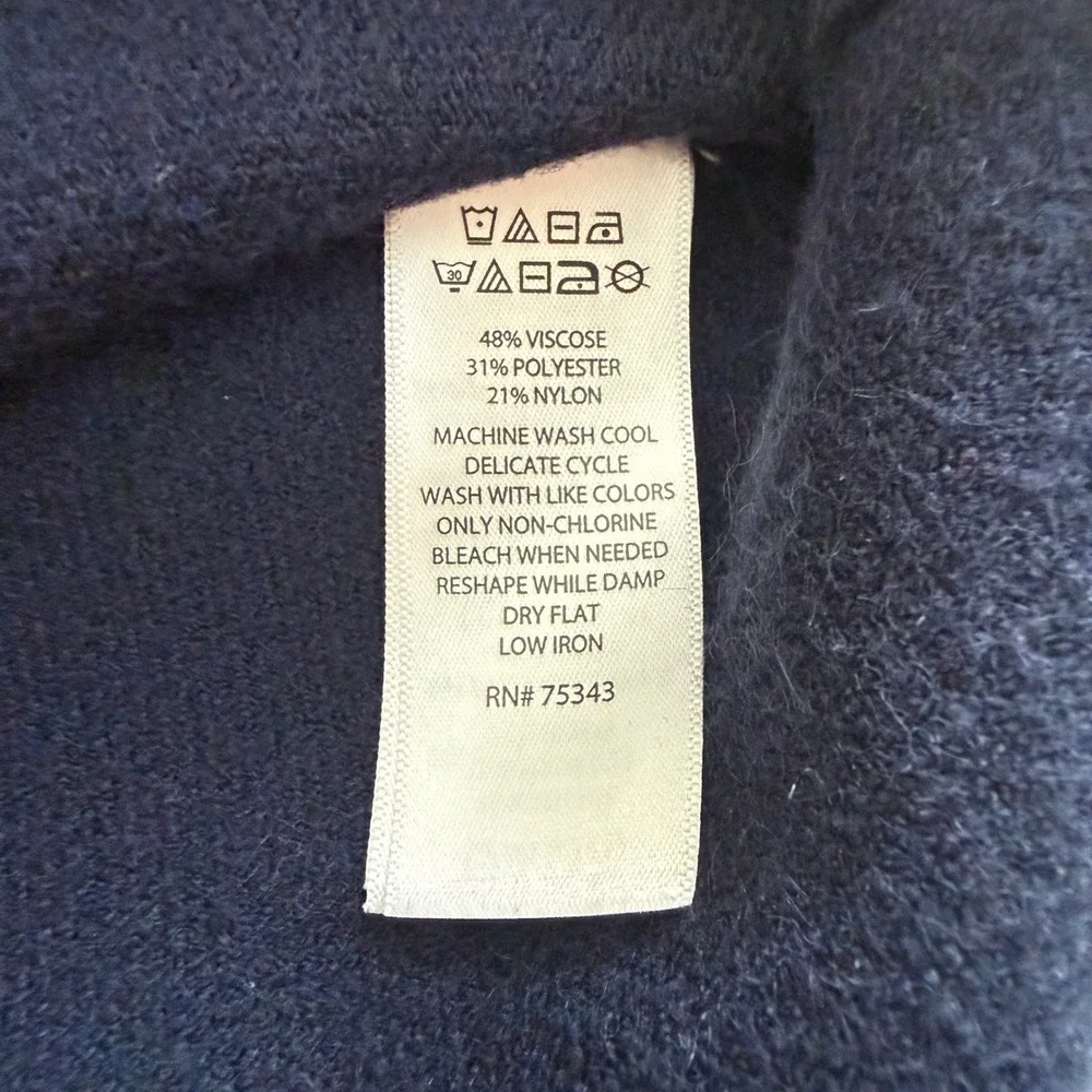 Cynthia Rowley Sweater‎ Women L Navy Blue Heart Elbow Patches Long Sleeve